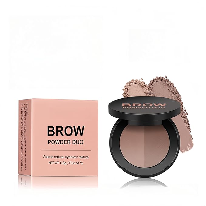 MAEPEOR Brow Powder Duo 6 Colors Natural Smooth Eyebrow Powder Professional Brow Contour Palette for Filler Defined & Sculpt (05 Ebony)