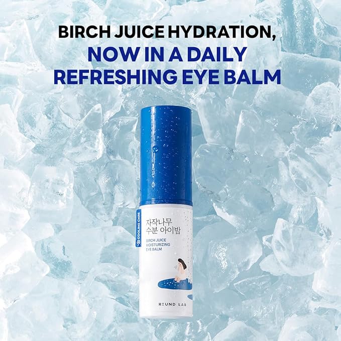 ROUND LAB Birch Juice Icy Cooling Eye Stick – Depuffing Glow Booster Balm for Puffy Eyes, Dark Circles, Fine Lines | On-the-Go Moisturizer | Korean Skincare | 0.35 oz