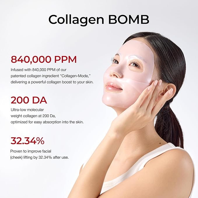 Korean Collagen Duo: Overnight Collagen Lifting Hydrogel Mask (5pcs) + 72HR Hydrating Glass Glow Cream with PDRN, Hyaluronic Acid & Low Molecular Collagen for Firm, Elastic, Radiant Skin
