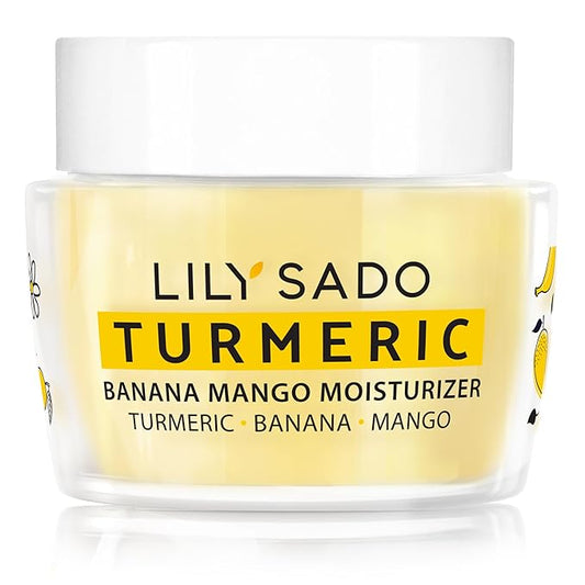 LILY SADO Turmeric Banana Mango Face Moisturizer - Luscious Creamy Nutrient-Rich Natural Daily Facial Cream w Chamomile & Rosemary - Vegan Anti-Aging Lotion For Wrinkles & Fine Lines