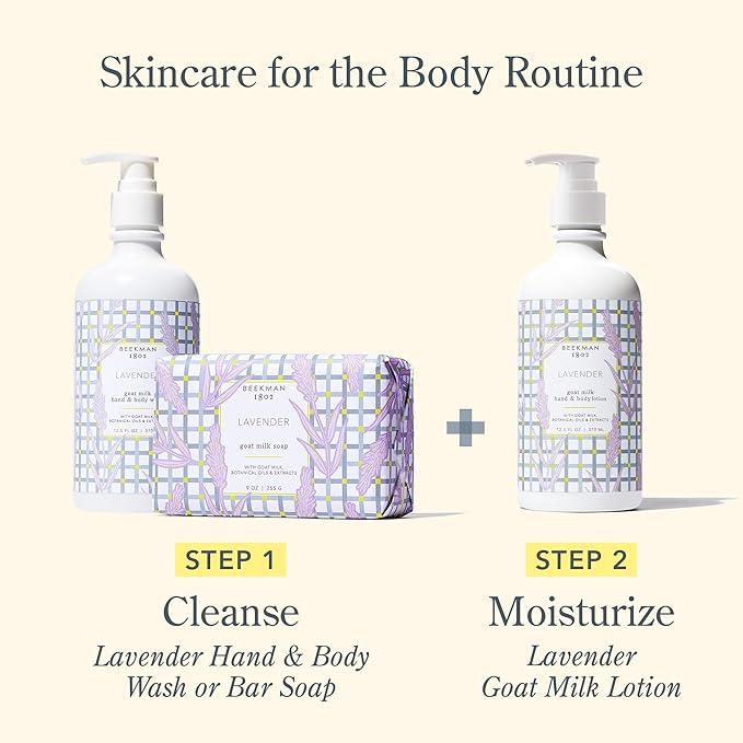 Beekman 1802 Goat Milk Hand Wash, Lavender - Scented - 12.5 oz - Cleanses, Softens & Nourishes Skin - Rinses Away Impurities - Good for Sensitive Skin - Cruelty Free - Ready For Use, Pump Inserted