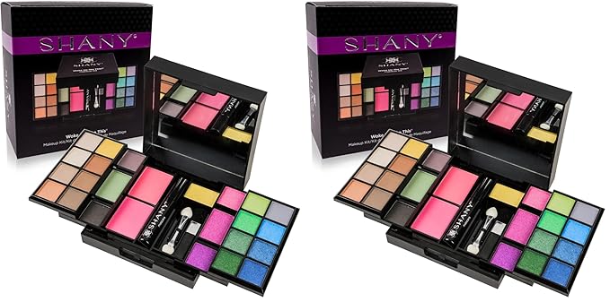 SHANY 'Woke Up Like This' Makeup Kit - Eye Shadows, Blushes, Mascara, and Applicators (Pack of 2)