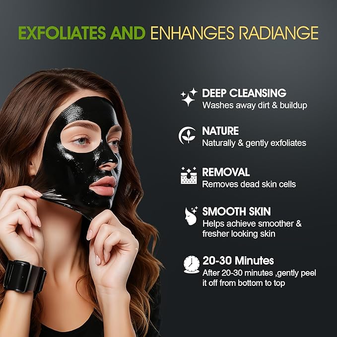 Bamboo Charcoal Blackhead Remover Mask – Peel Off Face Mask for Deep Pore Cleansing |Reduce Blackheads & Excess Oil,Refines Pores for All Skin Types(2.8 Ounce (Pack of 1), Aloe Vera)