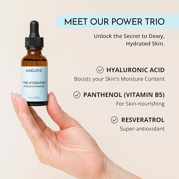 MAELOVE Glow Maker Vitamin C Serum + Hydrator Hyaluronic Acid B5 Serum Duo - Anti-Aging, Fine Line & Dryness Treatment - Lightweight, Clean Skincare