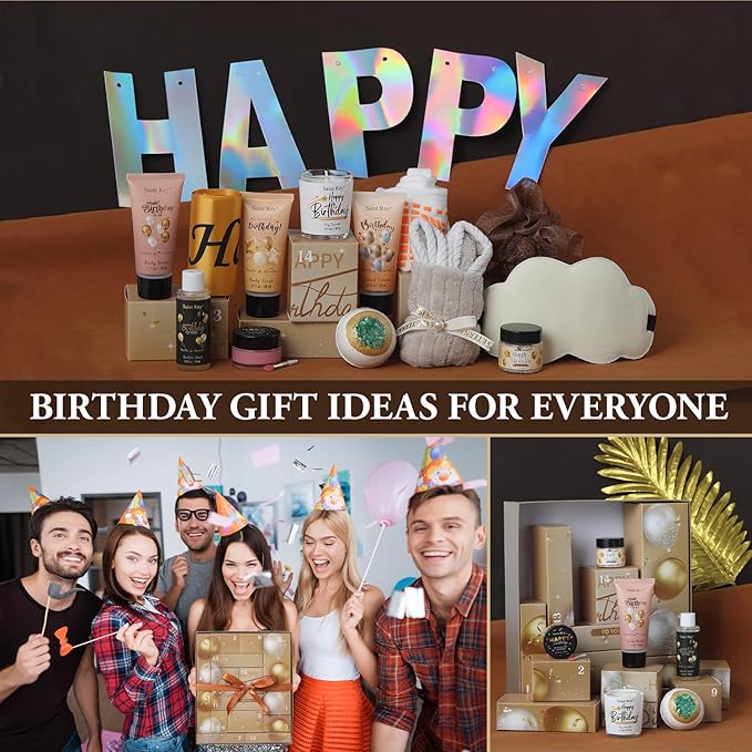 Birthday Gifts for Women & Men，Happy Birthday Surprise Box, 14pcs Luxury Spa Gifts, Gift Box for Mens Unique with Hand Cream, Holiday Advent Calendar, Skin Care Gift Sets for birthday