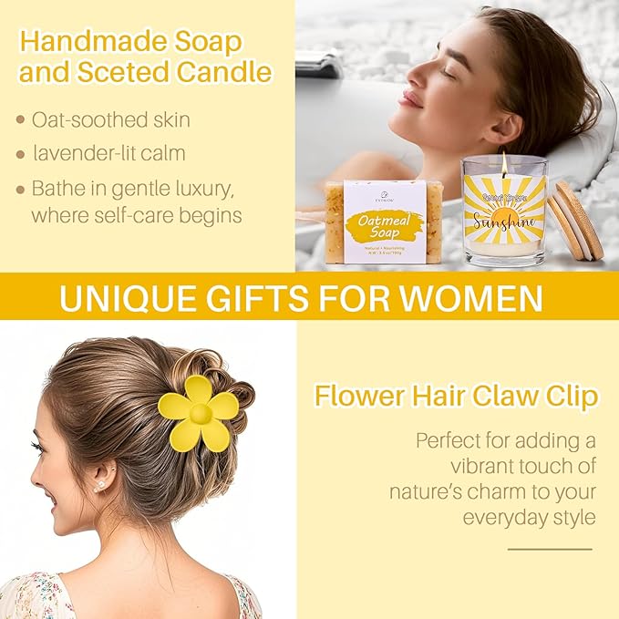 Gift Baskets for Women, Unique Birthday Gifts for Women,Get Well Soon Gift Basket,Care Package Sending Sunshine Box Thinking of You for Mom Wife Sister Best Friends Teen Girls