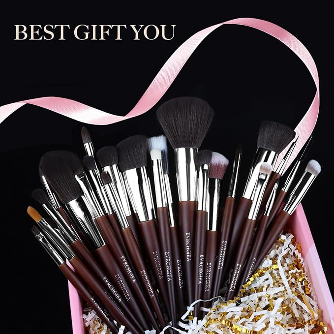 35Pcs Professional Makeup Brushes Set, High End 25 Pcs Make up Tools For Powder Foundation Concealers Blush Eyeshadows and 8 Puff 2 Makeup Sponge. Artist MUST HAVES Travel and Daily (brown)