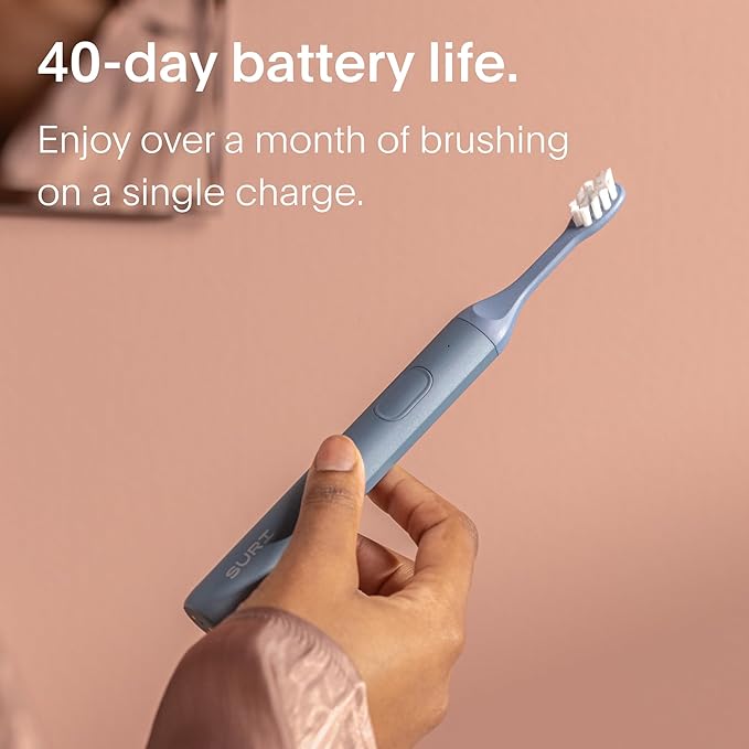 SURI 1.0 Sonic Electric Toothbrush | 1 Month+ Battery | Designed in California | Sustainable Electric Toothbrush for Adults | Travel Toothbrushes | Tooth Brush | Blue