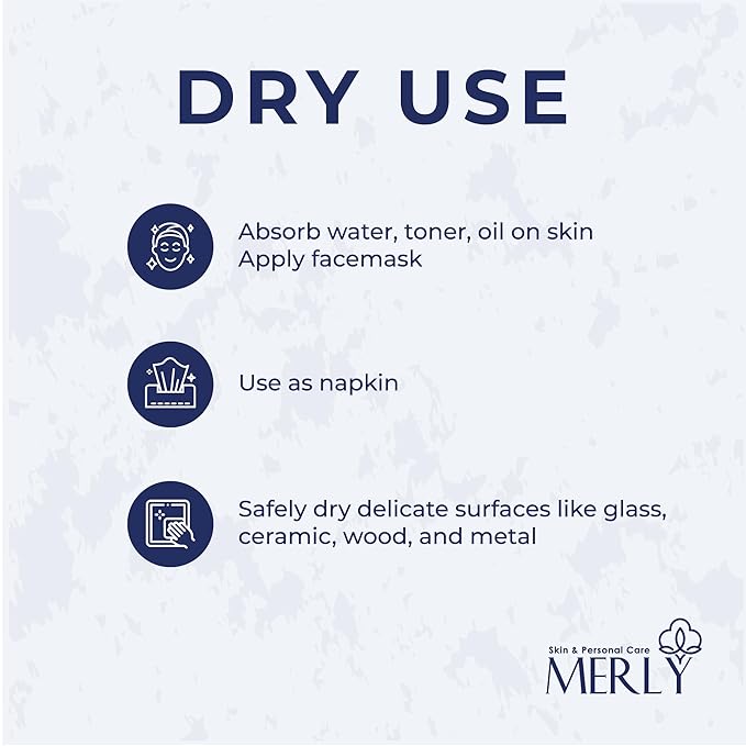 Merly™ Disposable Face Towels, Facial Wipes Towelettes Disposable, Towels Cloth For Cleaning Face, 10"x12", 50 Counts, 1 pack, Ultra-Soft, Super Absorbent, Biodegradable