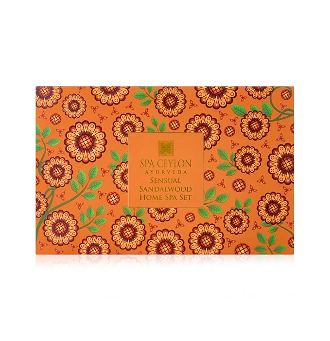 SPA CEYLON Sensual Sandalwood Home Spa Set | Body Care Set & Mini Travel Bag | Organic Self-Care Set | Vegan | Ayurveda Gifting