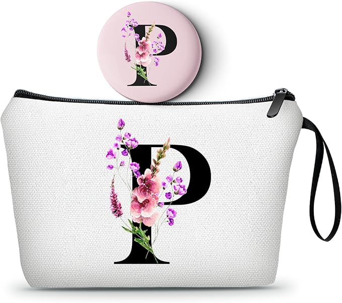 Happy Birthday Friendship Womens Bridesmaid Coolest Gifts for Sister Teacher Coworkers Personalized Travel Makeup Cosmetic Bag with Mirror Valentines Mothers Day Christmas Graduation P