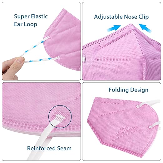 KN95 Face Masks 50 Pcs, 5-Ply Protection Hot Pink KN95 Mask, Disposable Face Masks for Adults