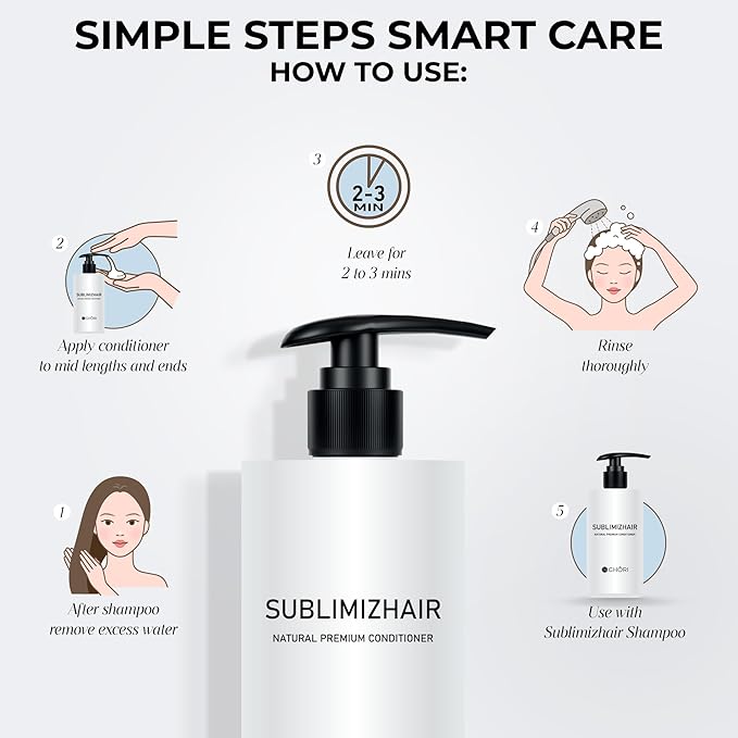 Sublimizhair Herbal Premium Conditioner for Silky Smooth Hair | Detangles, Strengthens Damaged Strands | Deep Hydration & Frizz Control, Nourishing Conditioner | Sulphate-Free, 300 ml/10.1 fl oz