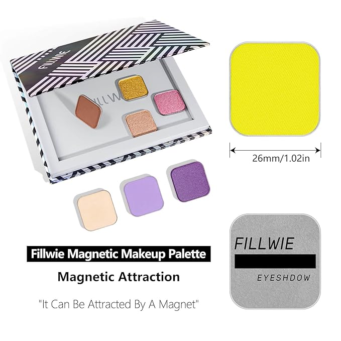 Matte Single Eyeshadow Refill – Bright Yellow, High-Pigment, Blendable & Long-Lasting, Pressed Powder with Metal Pan, DIY Magnetic Palette Compatible, Easy to Apply & Remove
