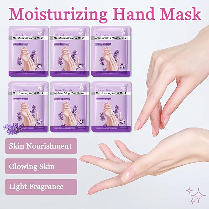 Hydrating Hand Masks, 6PCS Hand Mask Moisturizing Gloves for Men Women, Smooth Long Lasting Soft Exfoliating Hand Peeling Spa Mask Moisturizer Beauty Gift Set for Dry Cracked Rough Dull Hands（I)