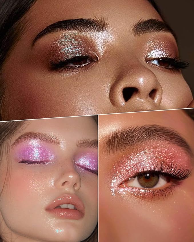 Chameleon Single Eyeshadow, Putty Texture, Glitter Multichrome, Iridescent Blue-Purple, High Pigment, Long-Lasting, Smudge-Proof, Square Single Pan, Fits Magnetic Palettes(Mystic Bloom)