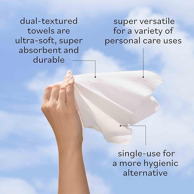 Sky Organics - Gentle Clean Face Towels (1-Pack) - 50 XL Single-Use Face Wipes - Ultra Soft & Dual Textured - Disposable Towel - Makeup Remover Wipes - Cruelty Free - Skin Care Tools - Self Care