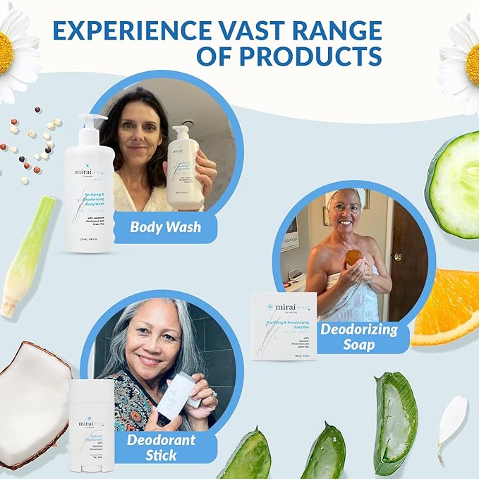 Mirai Clinical Persimmon Soap Bar for Body (100g) - Old People Smell and Nonenal Odor Control with Japanese Persimmon and Green Tea Extract - Deodorant Soap Bar for Men & Women