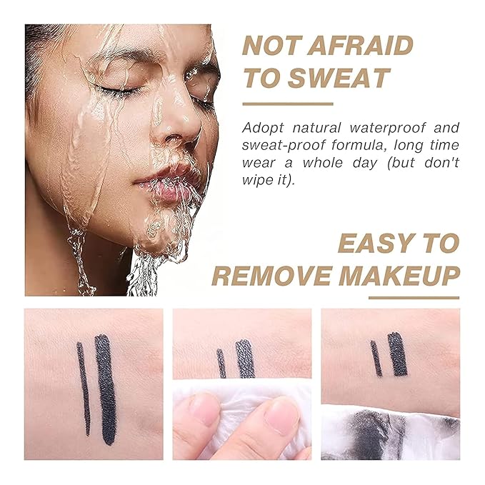 Black Eyeliner Set - Waterproof Black Gel Eyeliner Pencil Set, Highly Pigmented Gel Formula for Precision Lines & Bold Looks,Easy Glide for Smooth Application (Black, 1 Count (Pack of 1))