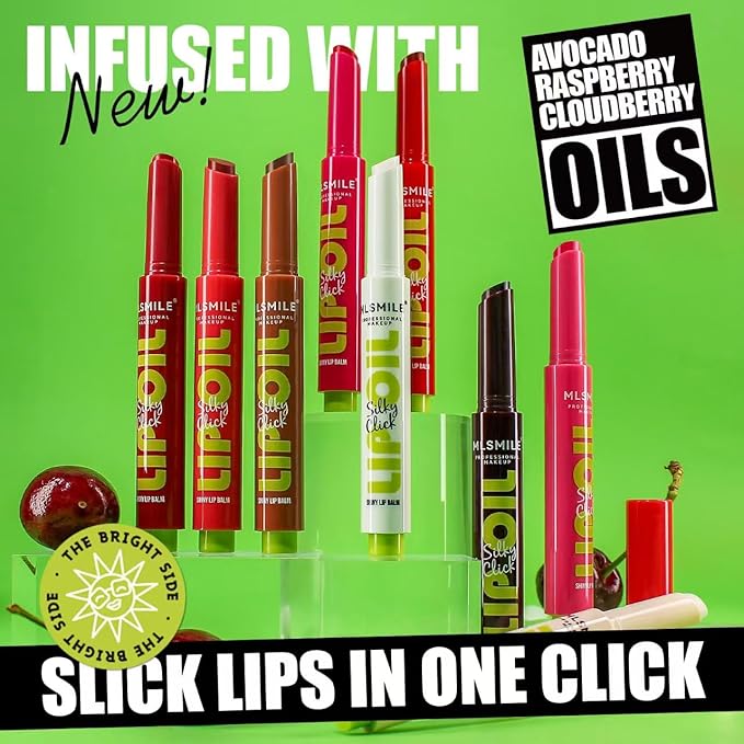 3 Colors Fat Lip Oil Click Slick,Press Lipstick Set, moisturizing and nourishing long-lasting lipstick, non-sticky high-pigment glossy lip oil, lightweight and shiny coconut oil lip plumper (Set-B)