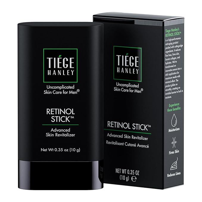 Tiege Hanley Retinol Stick for Men, Anti-Aging Face & Eye Stick With Hyaluronic Acid & Niacinamide, Helps Reduce Appearance of Fine Lines, Wrinkles & Dark Circles, Men’s Skin Care, 0.35 Oz