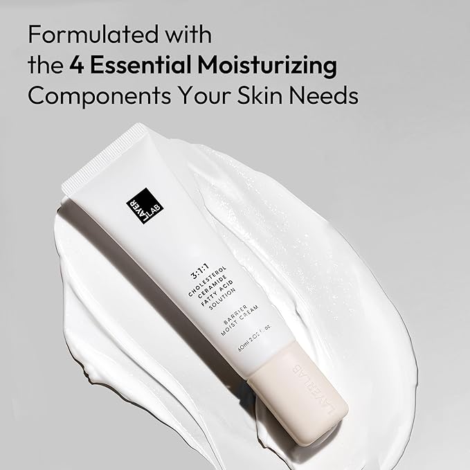 LAYERLAB Barrier Moist Cream - Up to 100H Hydration Face Moisturizer with Ceramide, Cholesterol, K-Beauty Skincare with Shea Butter for Deep Hydration & Moisture Barrier Support 2.02 fl oz