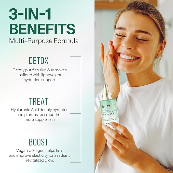 Hyaluronic Acid Serum for Face with Collagen – 3-in-1: Detox, Treat, Boost – Hydrating, Firming, Anti-Aging Serum – Dermatologist Tested Korean Skin Care – Clean Beauty – 1.69 Oz