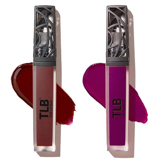 The Lip Bar - Nonstop Liquid Matte Lipstick Mini 2-Pack, Rebel (Deep Burgundy) + Prima Donna (Fuschia Purple) - High Pigment - One Swipe - Long Lasting - Jojoba Oil & Vitamin E - Vegan - .24 fl oz