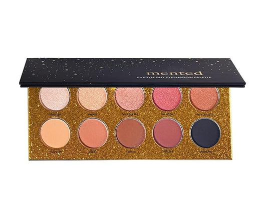 Mented Cosmetics Eyeshadow Palette Nude and Dark Eyeshadows, Vegan, Paraben-Free Cruelty-Free Makeup, Made in USA, Neutral and Dark Glam Eyeshadow, 17g/0.63oz, 10 Pan, Everynight
