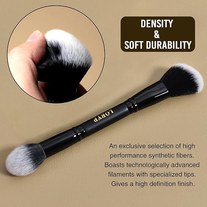 LORYP Foundation Brush Contour Bronzer Brush Double Ended Blush Highlighter Brush for Blending Liquid Powder Concealer Cream
