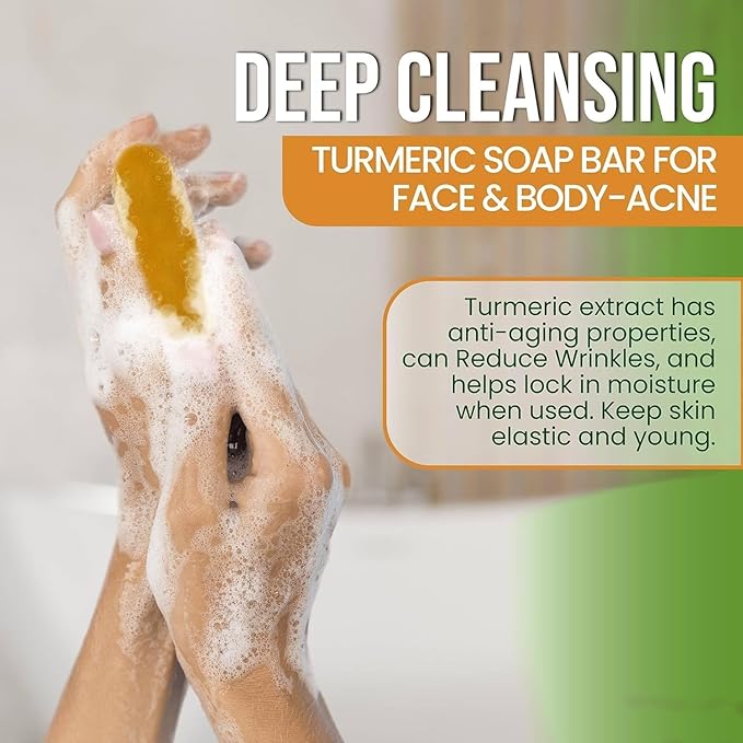 AMVital Turmeric Soap Bar for Face & Body, Smooth Skin, Natural Handmade Soap (Pack of 4)
