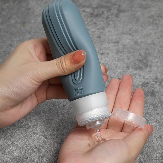 Travel Bottles for Toiletries, 5 Pack TSA Approved Travel Size Containers, 3oz Leak Proof Refillable Travel Accessories for Shampoo Conditioner, BPA Free Travel Bottles with Toiletry Bag