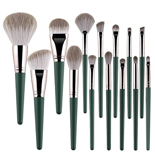 Makeup Brush Gift Set: 14 Professional Makeup Brush Set Senior Plant Fiber Bionic Silk Synthetic Face Kabuki Brush Set Foundation Blush Eye Shadow Brush Set LS-HZS-002