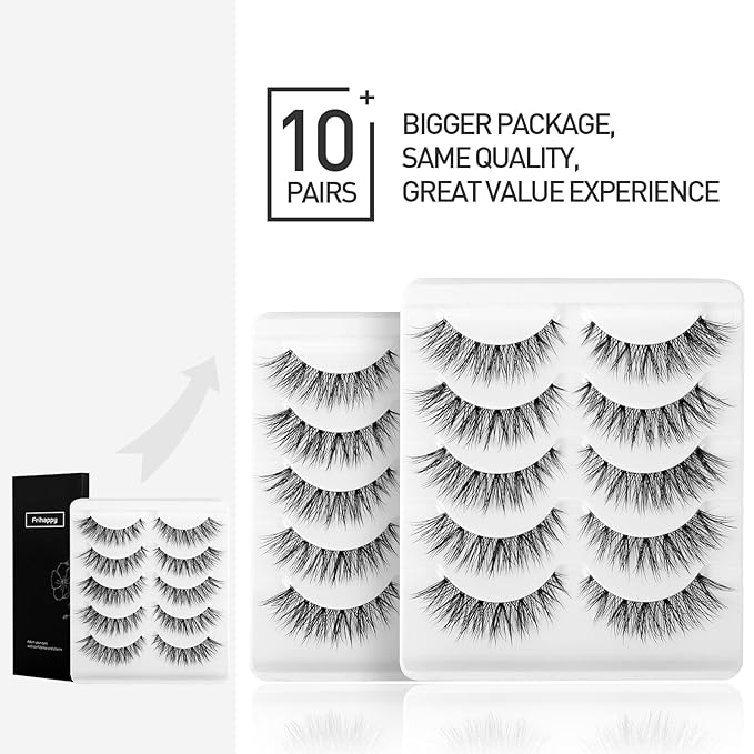Lashes Eyelashes Lashes Wispy False Eyelashes Natural Eyelashes Mink Lashes 10 Pairs Frihappy Lashes DW6