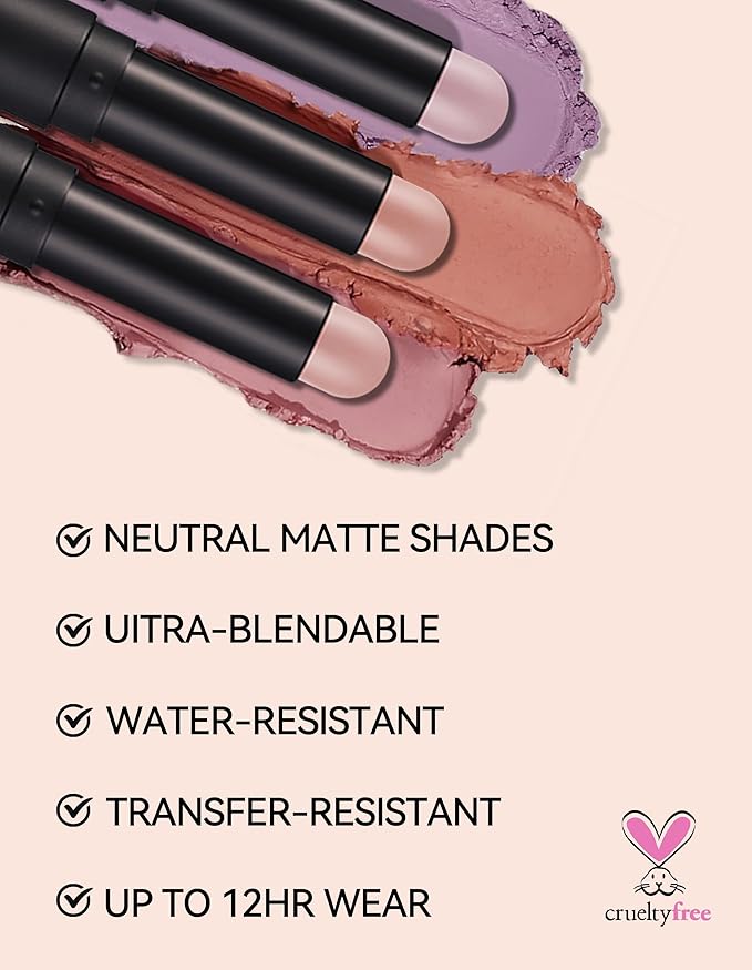 Erinde Waterproof Cream Eyeshadow Stick, Matte Nude Eye Shadow Sticks, Longwear Blendable High Pigmented, Neutral Eye Shadow Sticks Matte for Older Eyes, Smokey Eyeshadow Pencil Crayon, 21 Gray Brown