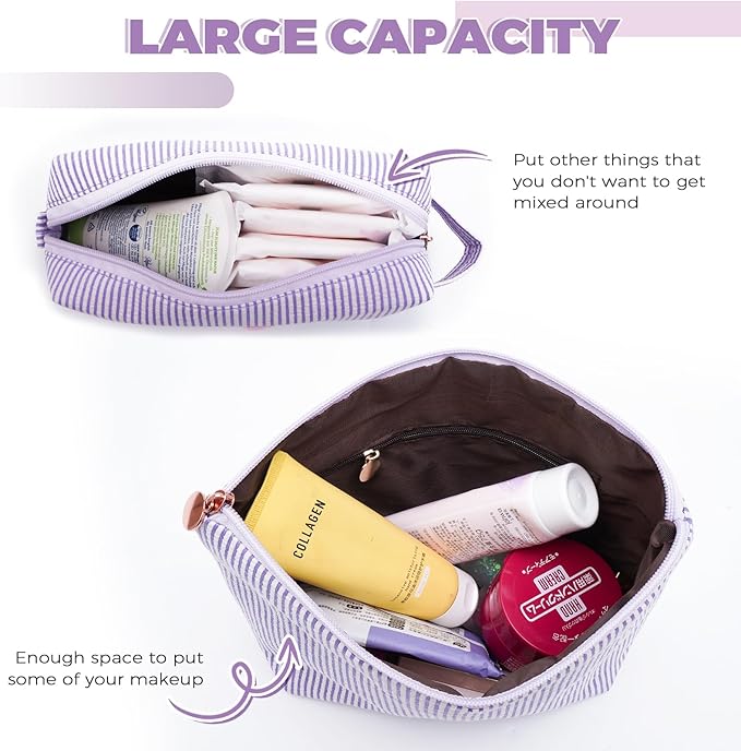 Personalized Makeup Bag for Women Girls - Fashion Cosmetic Bag Trendy Travel Toiletry Bag with Initials Letter - Teen Gifts - Lavender,D