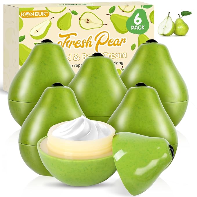 6 Pack Moisturizing Hand Cream Gifts Set, Bulk Hand Lotion for Dry Cracked Hands, Baby Shower Party Favors, Teacher Appreciation Gifts, Birthday Gifts and Bridal Shower Gifts, 1.06 Oz (Pear)