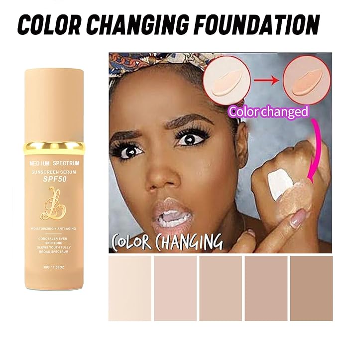 Biology 4-in-1 Foundation Hydrating Medium Spectrum Full Coverage Lotion Foundation, Protecting from Sun with SPF 50+, 4 1 Concealer Waterproof Longwear (Medium, M)