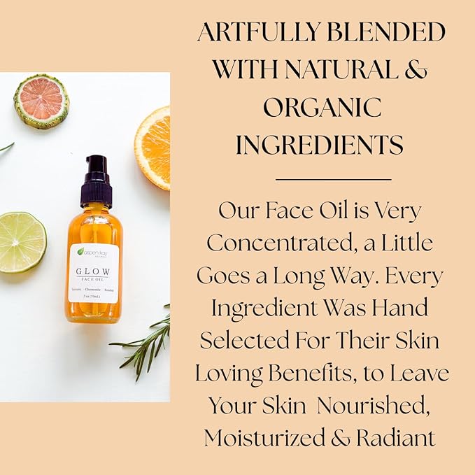 Aspen Kay Naturals Glow - Turmeric & Rosehip Face Oil, Natural & Organic Face Moisturizer with Turmeric, Camellia, Sea Buckthorn and Chamomile - Facial Serum - 2 oz