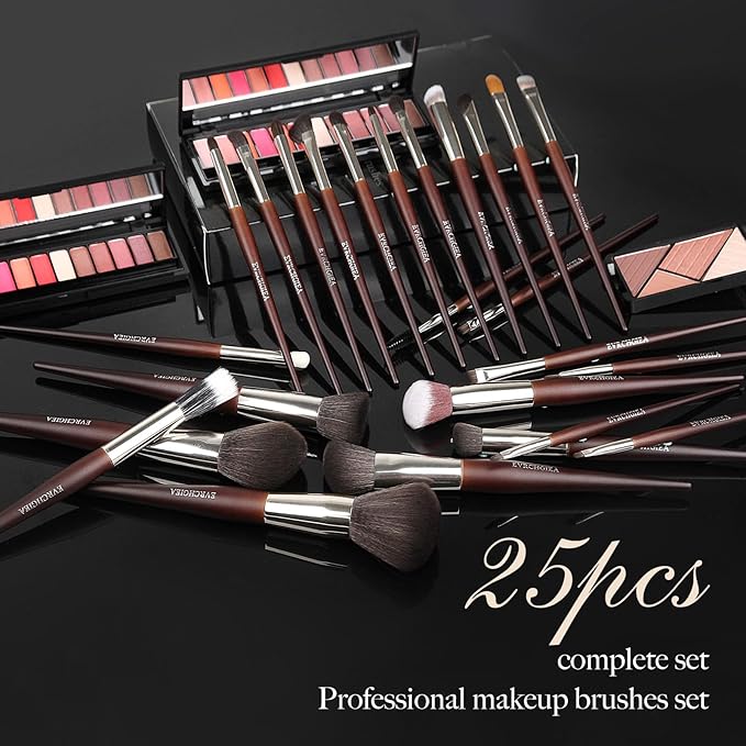 35Pcs Professional Makeup Brushes Set, High End 25 Pcs Make up Tools For Powder Foundation Concealers Blush Eyeshadows and 8 Puff 2 Makeup Sponge. Artist MUST HAVES Travel and Daily (brown)