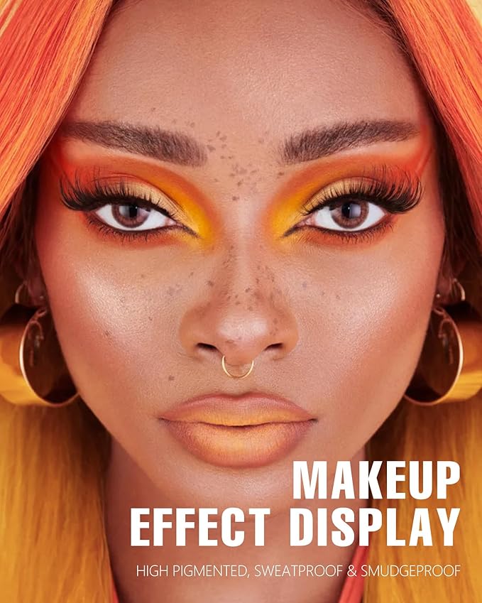Orange Eyeshadow Palette Long Lasting Orange Eye Shadow for Women High Pigmented 9 Color Waterproof Eye Makeup- 9Orange