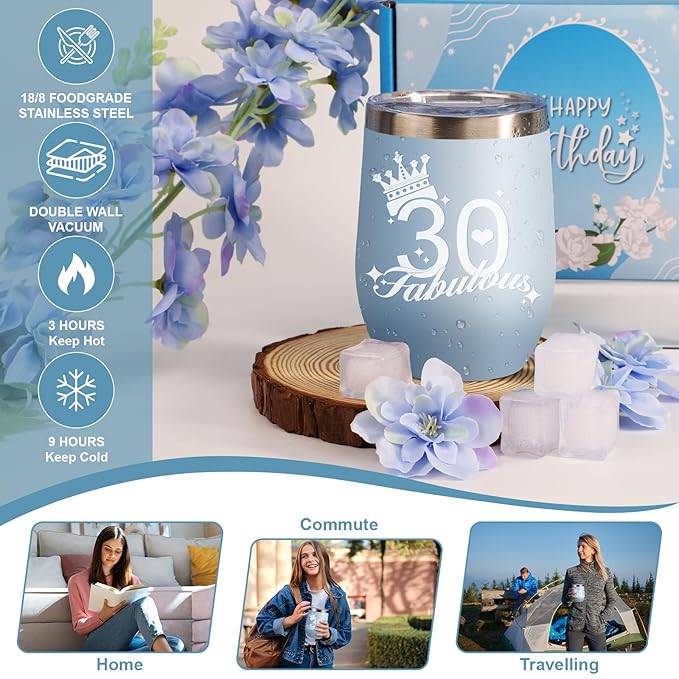 30th Birthday Gifts for Women, 30th Birthday Gifts Ideas Baskets, 9 Pieces Relaxation Gifts for Women Mom, Wife, Girlfriend, Sister, Friends, Her
