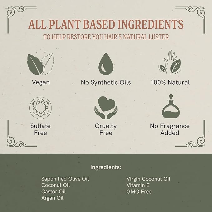 J·R·LIGGETT'S All-Natural Virgin Coconut and Argan Oil Shampoo Bar | Solid Dry Fragrance-Free Bar | Sulfate-Free With Antioxidants and Vitamins | 2 Pack | Virgin Coconut and Argan Oil | 3.5 Ounces