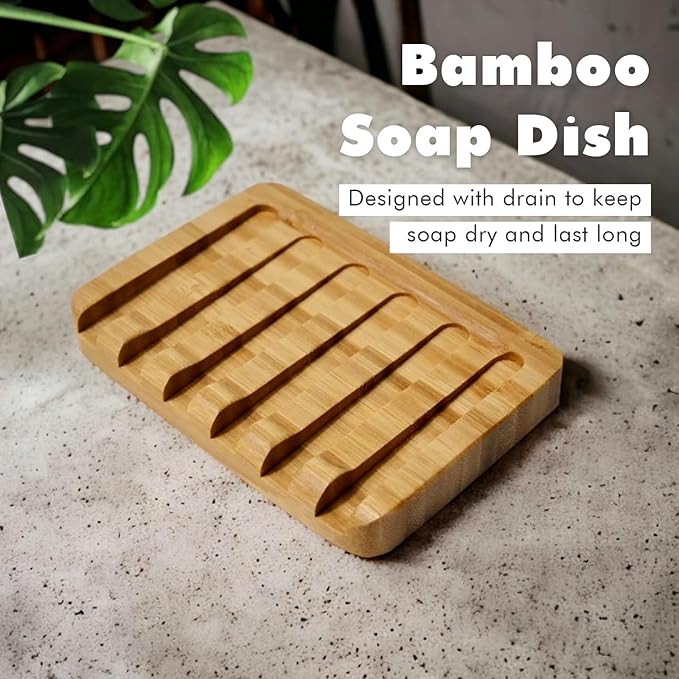 Natural Amor Handmade Soap Bar Gift Set 2pk with Soap Dish and Soap Saver, Scented with Essential Oils, Made with Natural Ingredients for All Skin Types