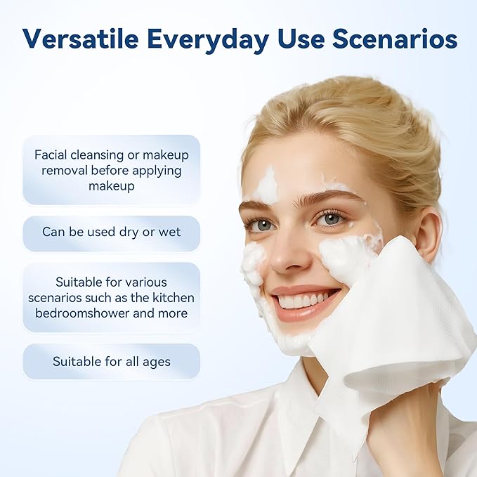 Disposable Face Towelettes, Makeup Remover Dry Wipes, Ultra Soft, 100% Biobased 100 PCS