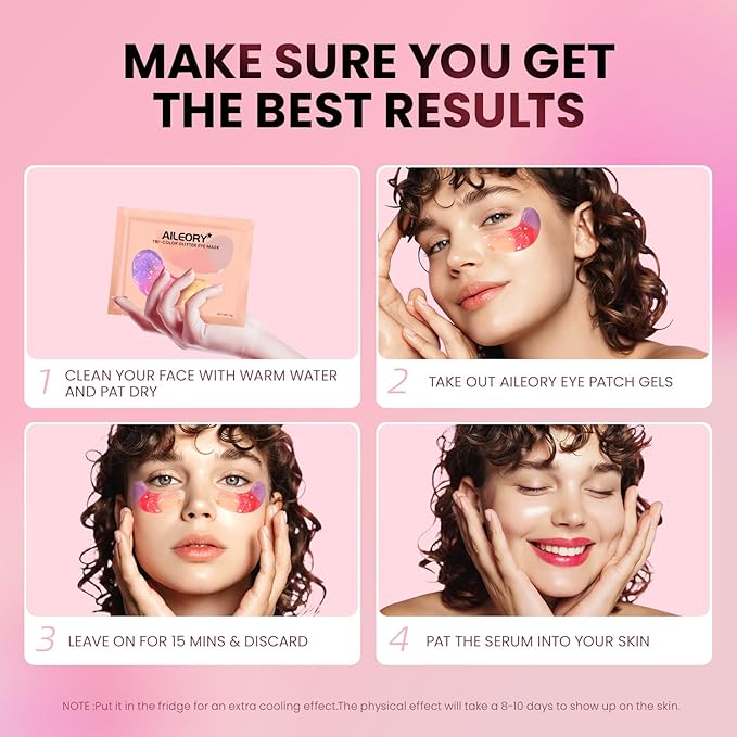 Under Eye Patches (24 Pairs) - New Tri-color Glitter Eye Gel Pads for Dark Circles Puffy Eyes,Under eye Bags,Wrinkles|Natural Collagen Under Eye Mask Patches, Gel Under Eye Patches