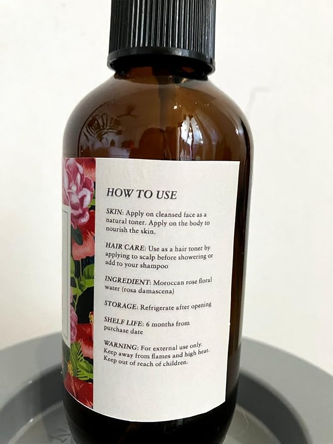 Rose Water Spray for Face by Baja Basics - Pure, Organic Facial Toner for Hair and Aromatherapy Large 4 oz