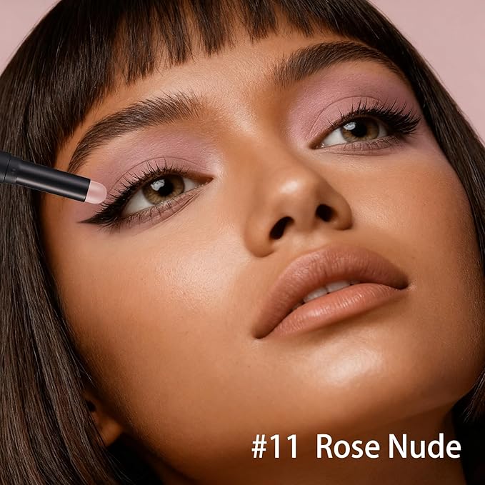 Matte Cream Eyeshadow Stick, Waterproof Eye Shadow Stick, Long-Lasting and Blendable High Pigmented Single Eyeliner Makeup for Women, 11 Rose Nude