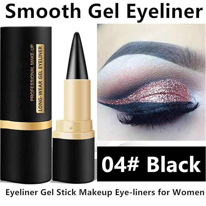 Go Ho Black Gel Eyeliner Stick,Waterproof Eye Cream for Women,Cat Eye Smokey Eyeshadow Stick Crayon,Goth Halloween Makeup,delineador de ojos contra el agua