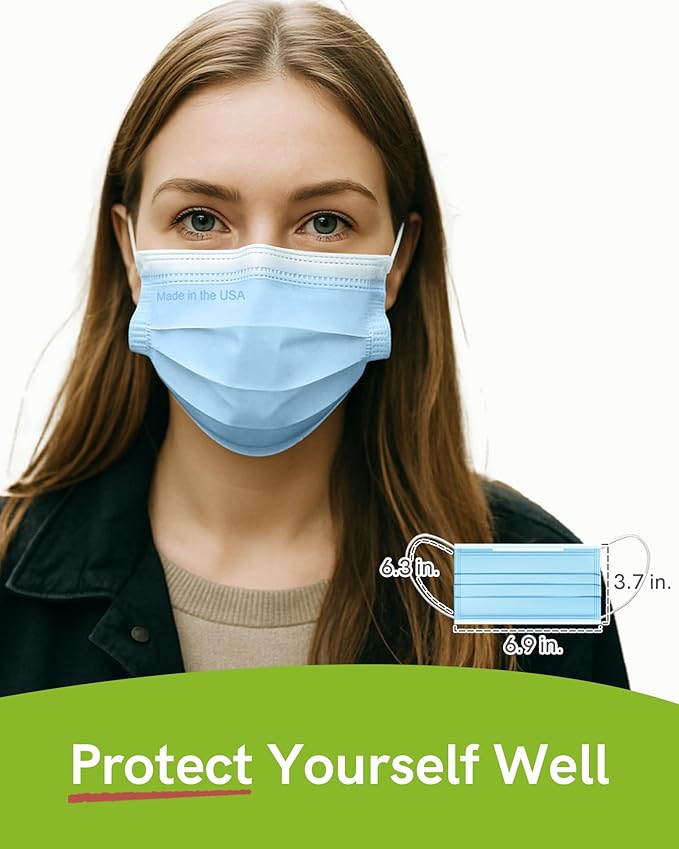 FriCARE Disposable Face Masks, 3-Ply ASTM Level 3 Medical Grade, FSA/HSA Eligible, Breathable & Comfortable for Allergy/Sun Protection, 50 Pack Midnight Fantasy